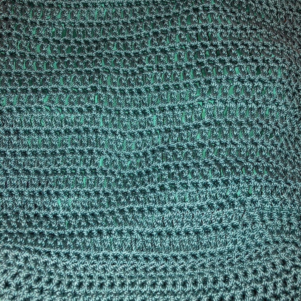 Crochet Crossbody Bag Teal Zipper Closure EUC - Picture 4 of 11
